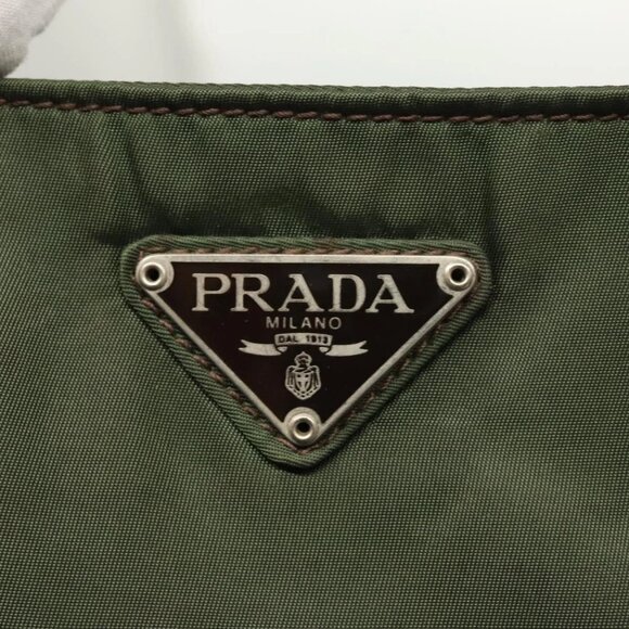 PRADA Hand Bag Nylon Khaki Silver Auth - Picture 7 of 16